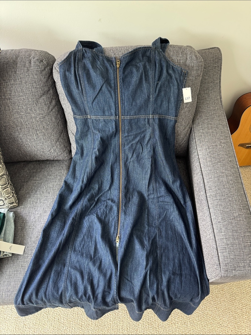 GAP Dark Blue Denim Zip-Front Dress